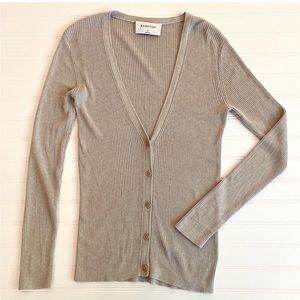 Aritzia Babaton Ribbed Cardigan Sweater Gray